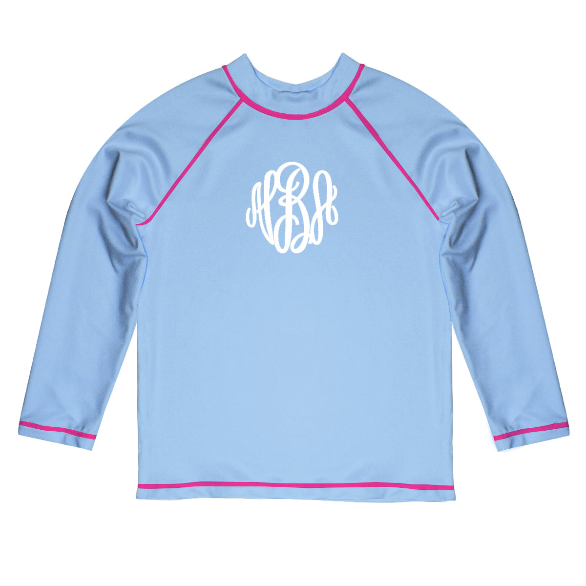 Monogram Light Blue Long Sleeve Rash Guard - Wimziy&Co.