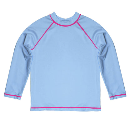 Monogram Light Blue Long Sleeve Rash Guard - Wimziy&Co.