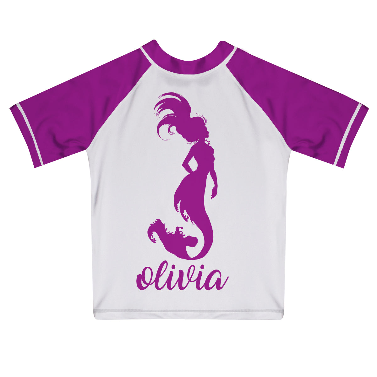 Mermaid Name White and Purple Short Sleeve Rash Guard - Wimziy&Co.