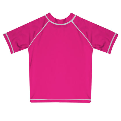 Monogram Hot Pink Short Sleeve Rash Guard - Wimziy&Co.