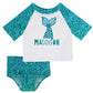 Mermaid Name White and Turquoise Glitter 2pc Short Sleeve Rash Guard - Wimziy&Co.