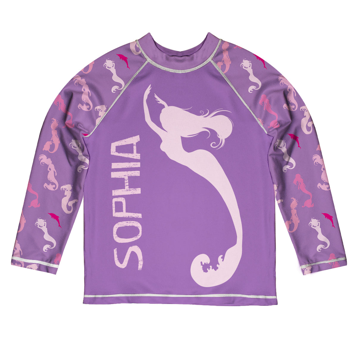 Mermaid Name Purple Long Sleeve Rash Guard - Wimziy&Co.