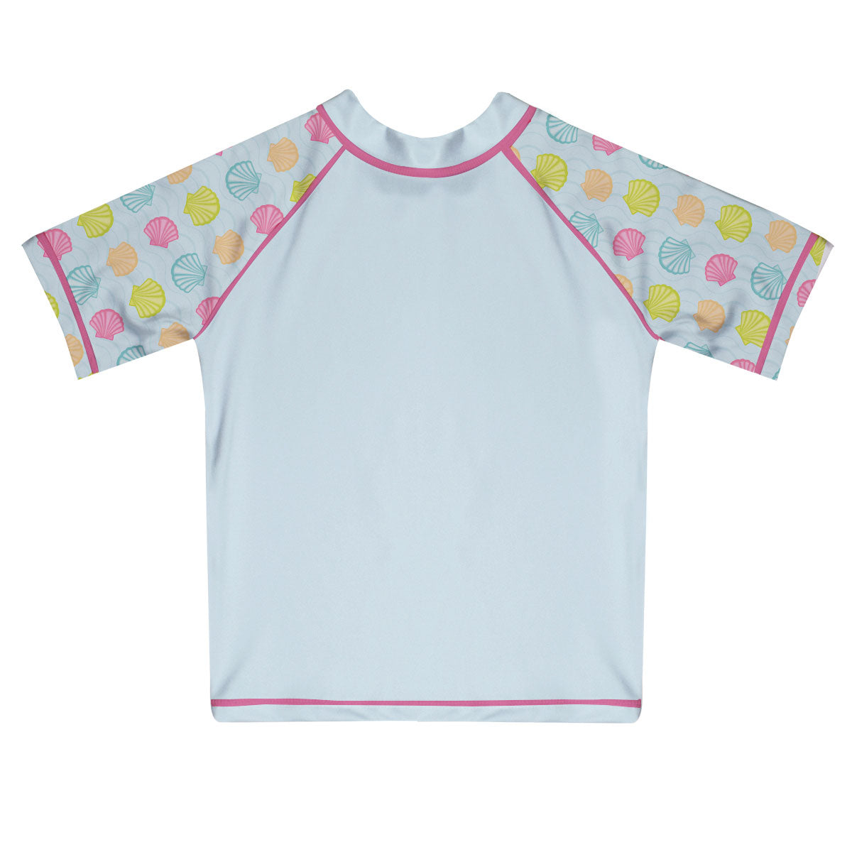 Seashells Monogram Light Blue Short Sleeve Rash Guard - Wimziy&Co.