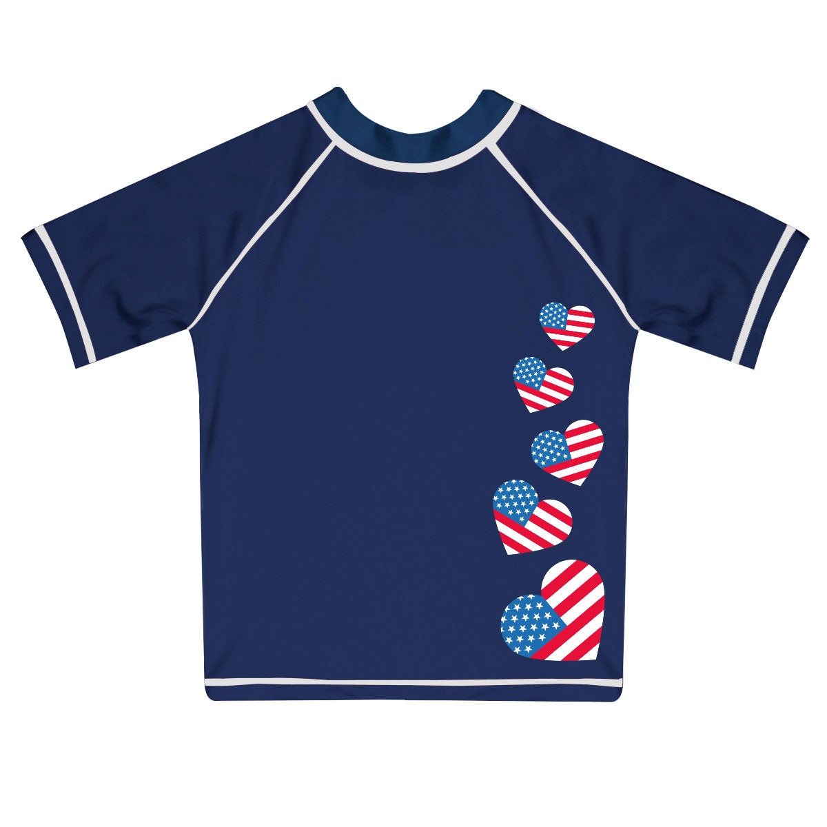 USA Hearts Name Navy Short Sleeve Rash Guard - Wimziy&Co.