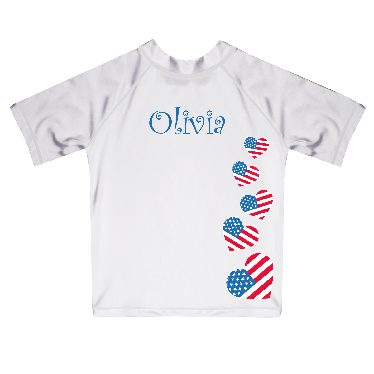 USA Hearts Name Short Sleeve Girl Rash Guard - Wimziy&Co.