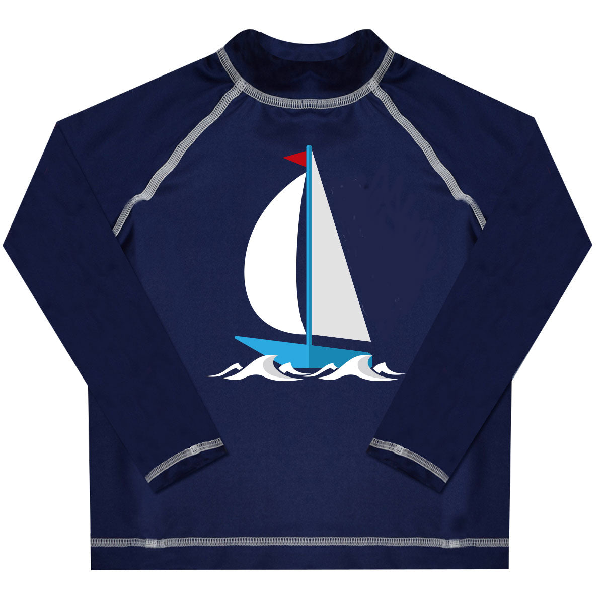 Boat Name Navy Long Sleeve Rash Guard - Wimziy&Co.
