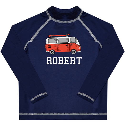Cars Name Navy Long Sleeve Rash Guard - Wimziy&Co.