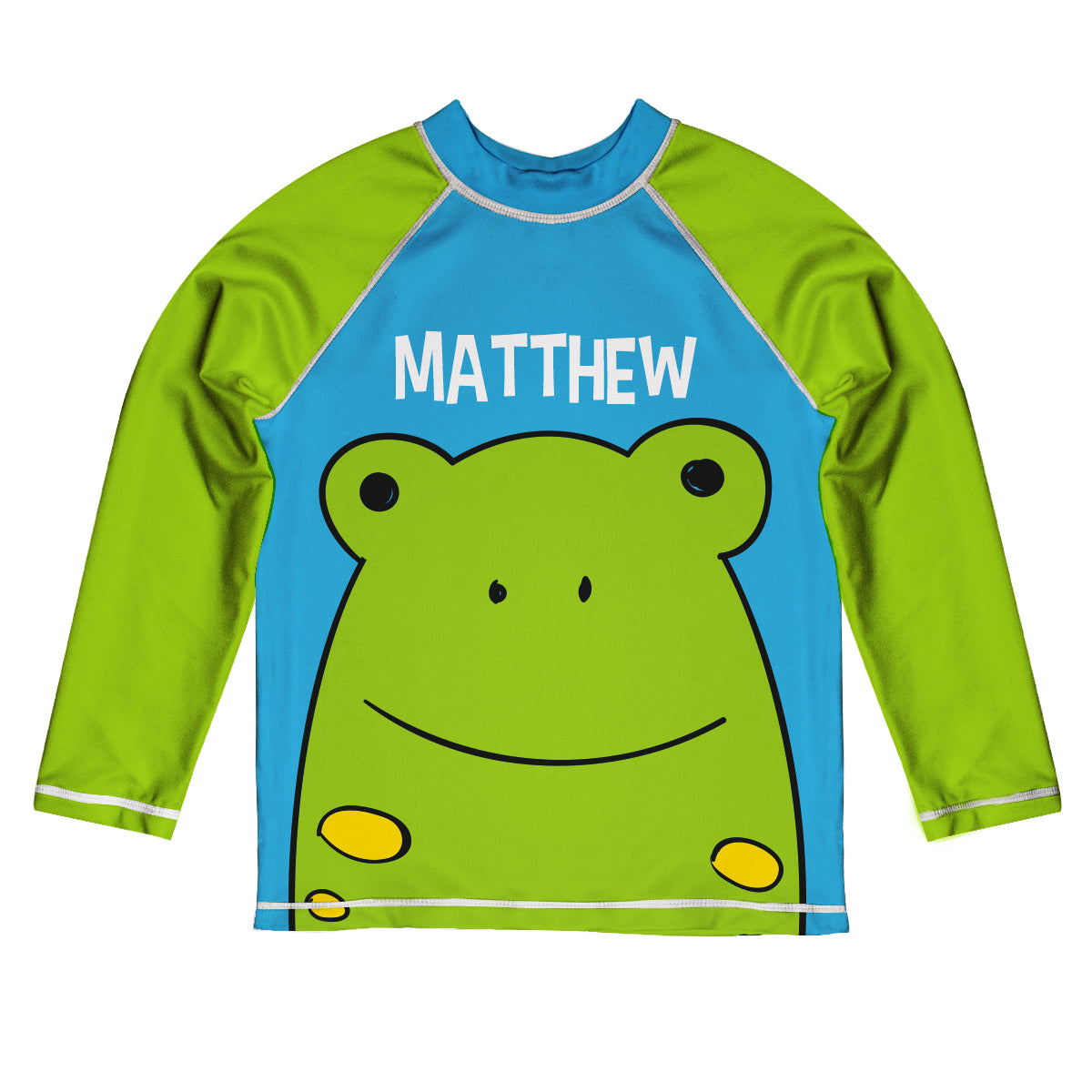 Frog Name Blue and Green Long Sleeve Rash Guard - Wimziy&Co.