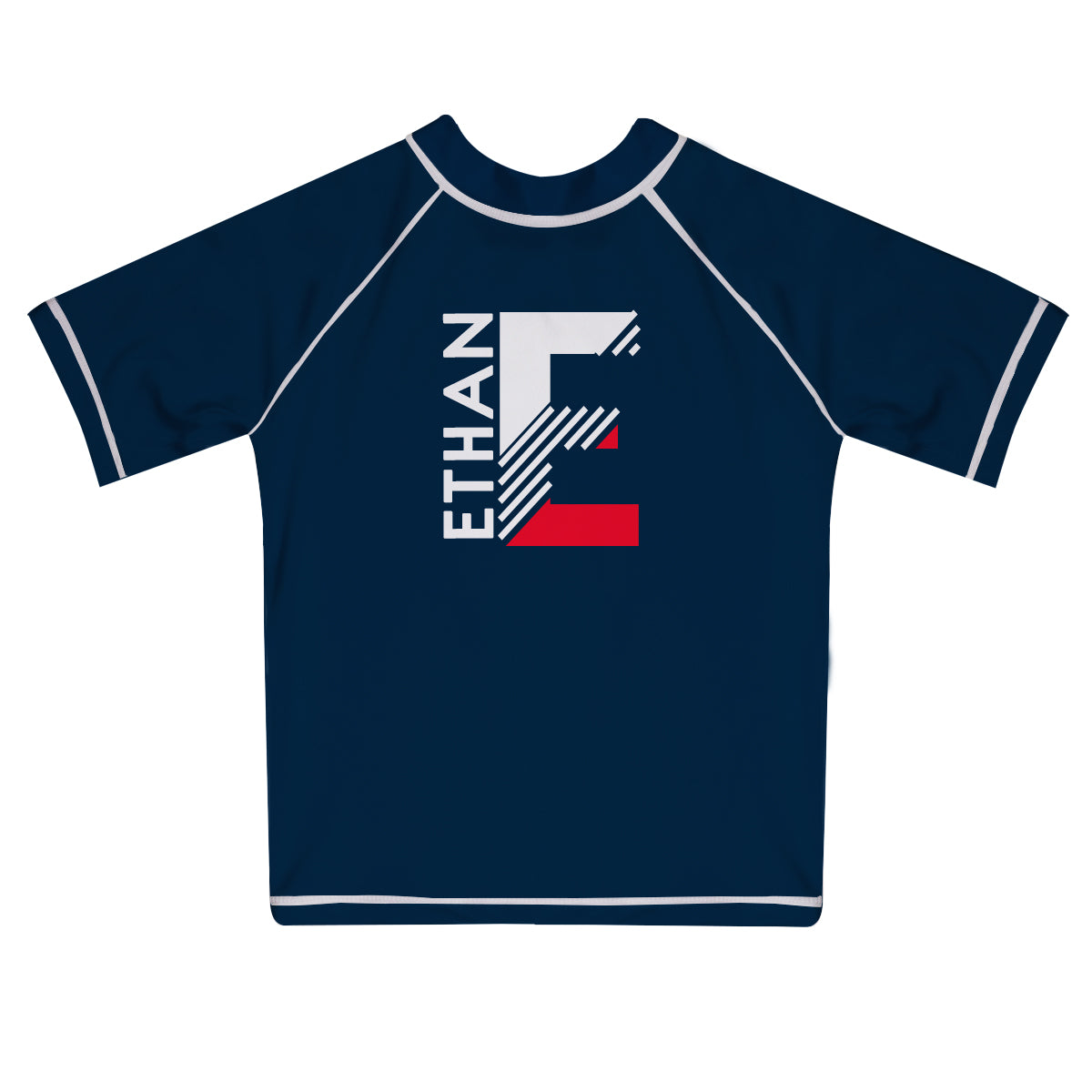 Initial Name Navy Short Sleeve Rash Guard - Wimziy&Co.