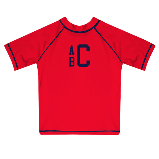 Monogram Red Short Sleeve Rash Guard - Wimziy&Co.