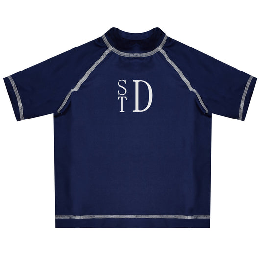 Monogram Navy Short Sleeve Rash Guard - Wimziy&Co.