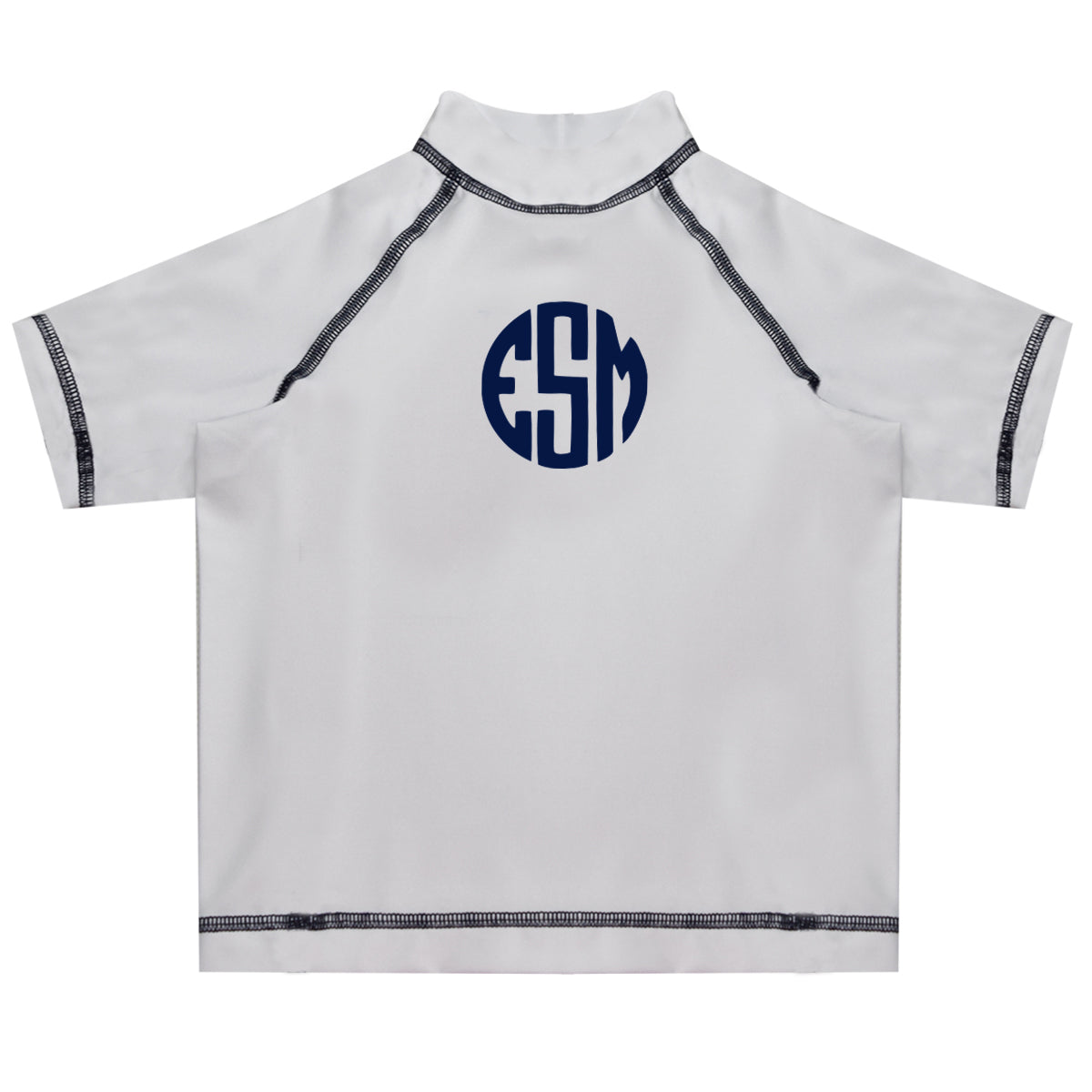 Monogram White Short Sleeve Rash Guard - Wimziy&Co.