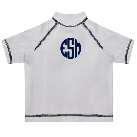 Monogram White Short Sleeve Rash Guard - Wimziy&Co.