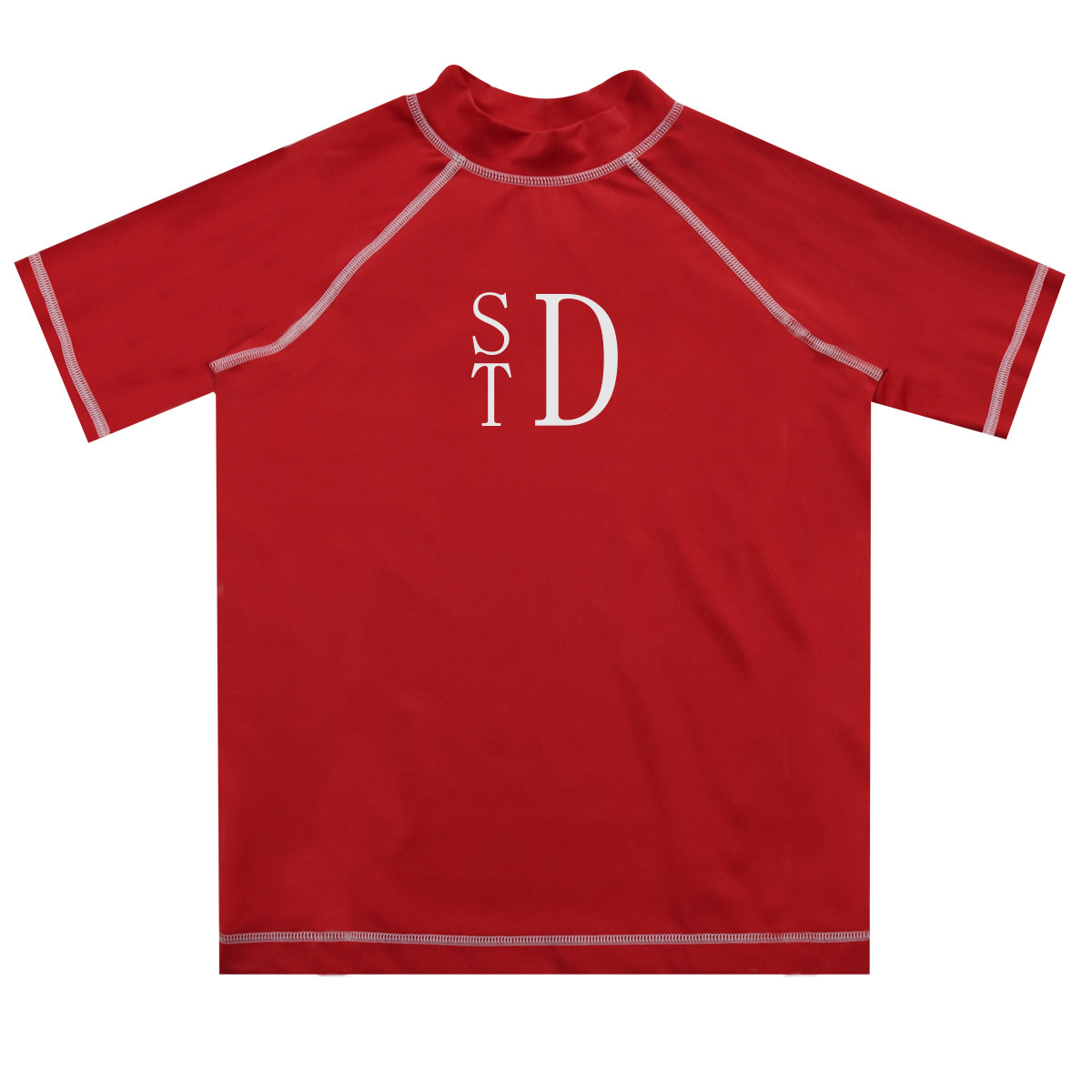 Monogram Red Short Sleeve Rash Guard - Wimziy&Co.
