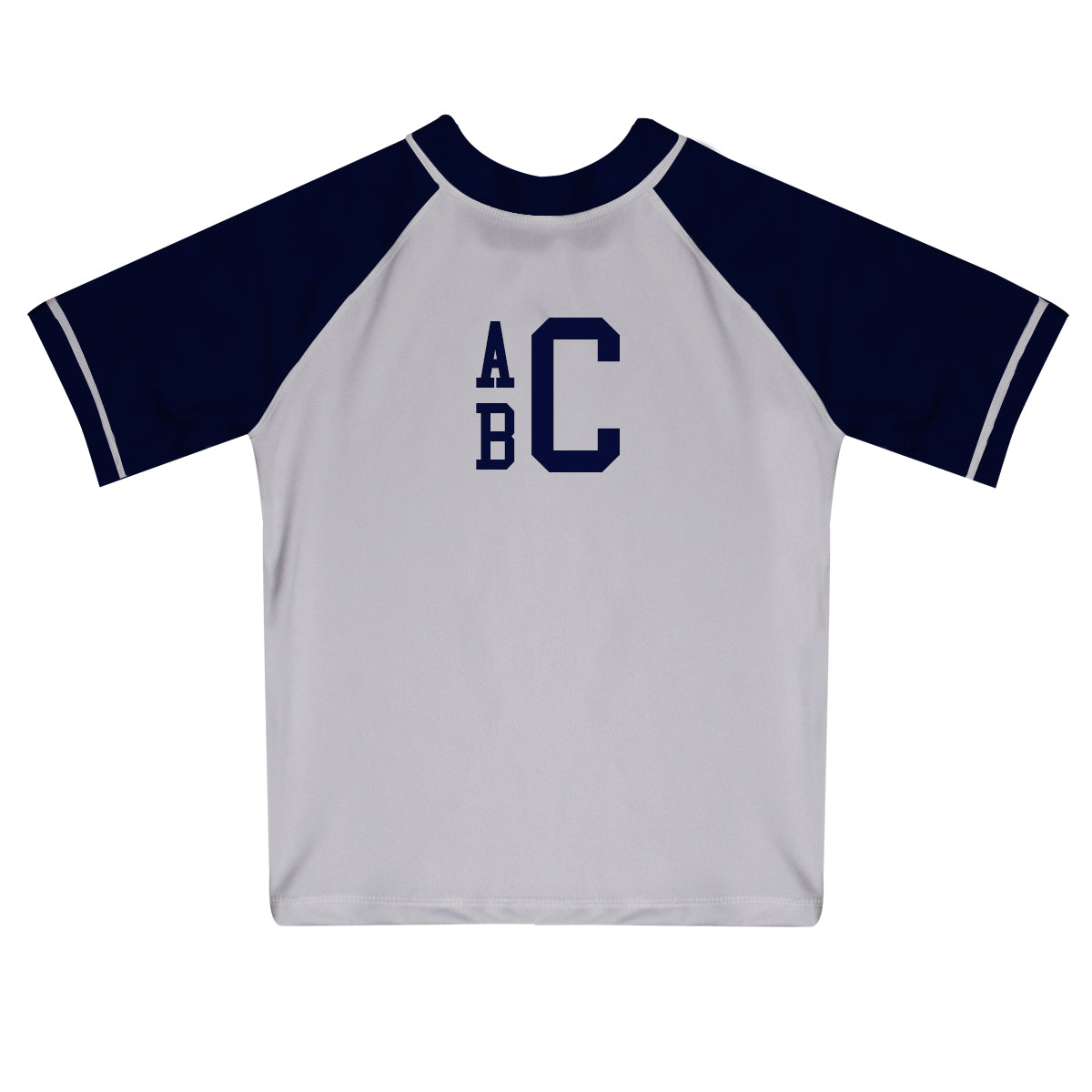 Monogram White and Navy Short Sleeve Rash Guard - Wimziy&Co.