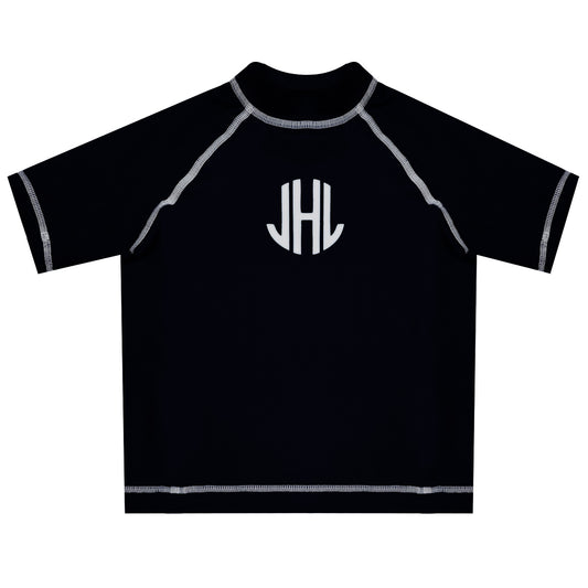 Monogram Black Short Sleeve Rash Guard - Wimziy&Co.