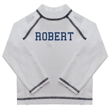 Name White Long Sleeve Rash Guard - Wimziy&Co.