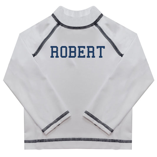 Name White Long Sleeve Rash Guard - Wimziy&Co.