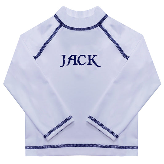 Name White Long Sleeve Rash Guard - Wimziy&Co.