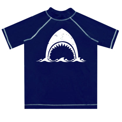 Shark Name Navy Short Sleeve Rash Guard - Wimziy&Co.