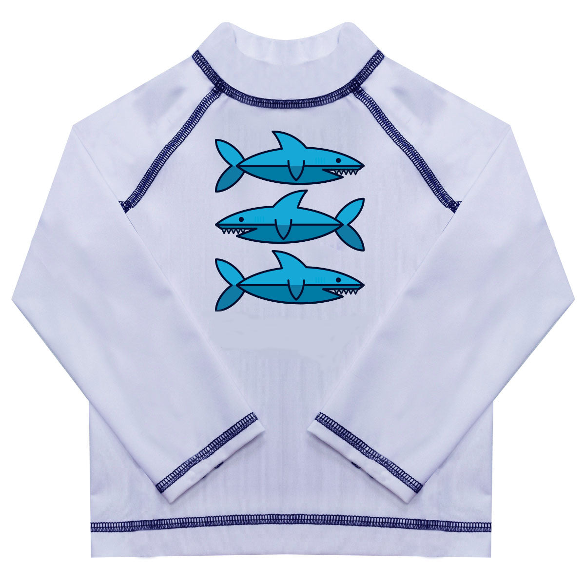 Sharks Monogram White Long Sleeve Rash Guard - Wimziy&Co.