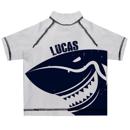 Shark Name White Short Sleeve Rash Guard - Wimziy&Co.