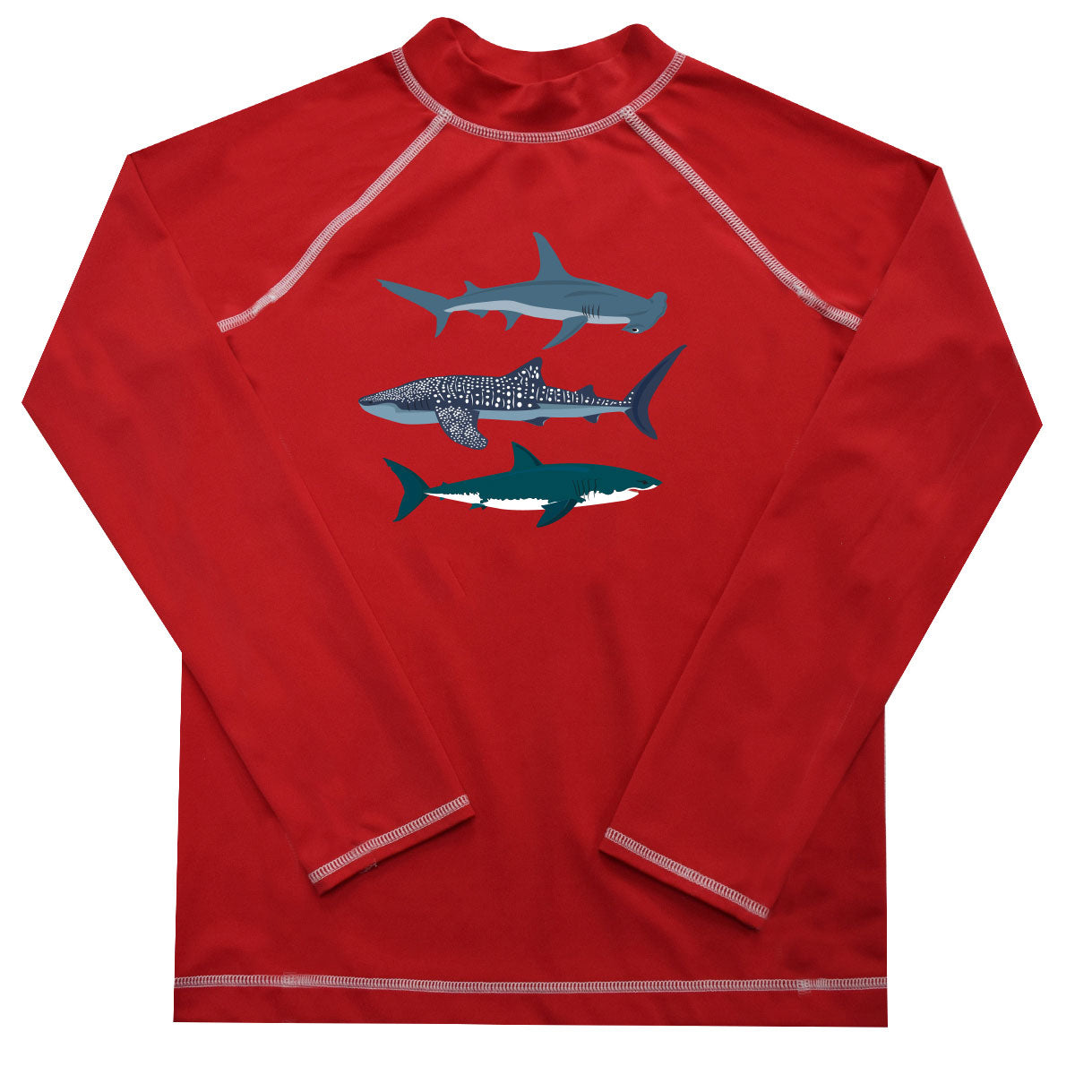 Sharks Name Red Long Sleeve Rash Guard - Wimziy&Co.