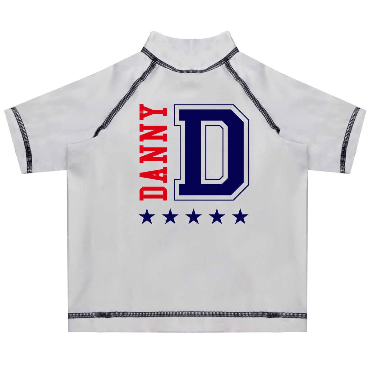 Stars Name and Initial White Short Sleeve Rash Guard - Wimziy&Co.
