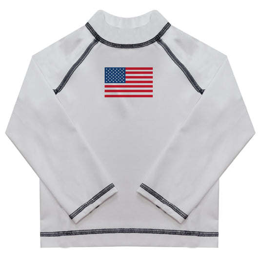 USA Flag White Long Sleeve Rash Guard - Wimziy&Co.