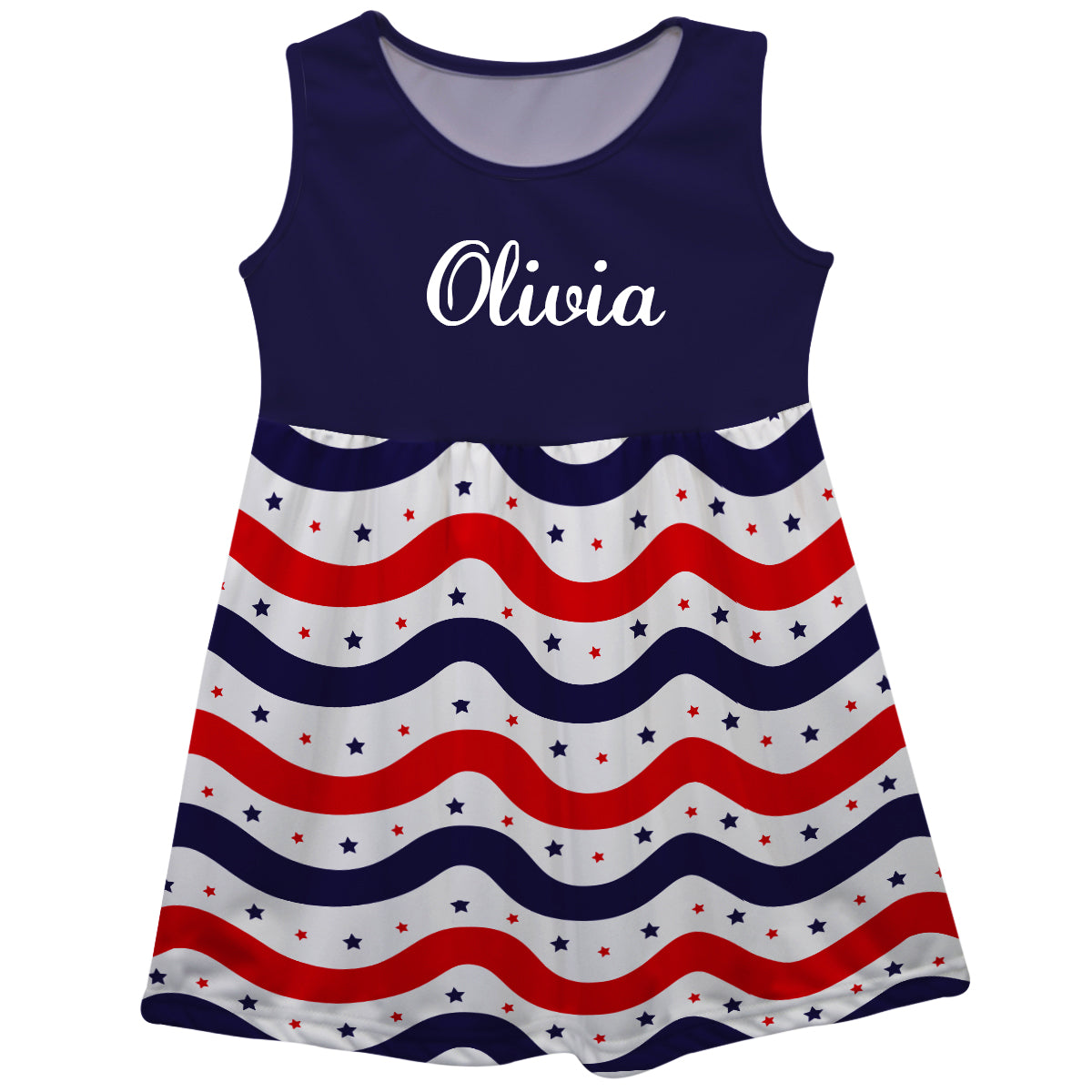 Stars Name Blue Red and White Tank Dress - Wimziy&Co.