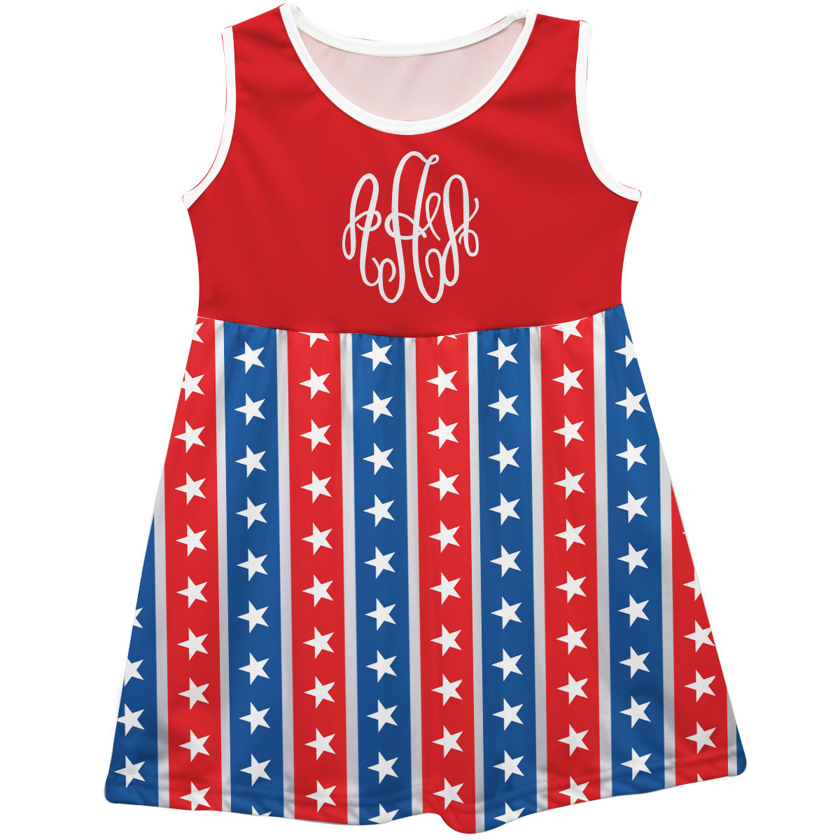 Americana Stars Print Monogram Red Tank Dress - Wimziy&Co.