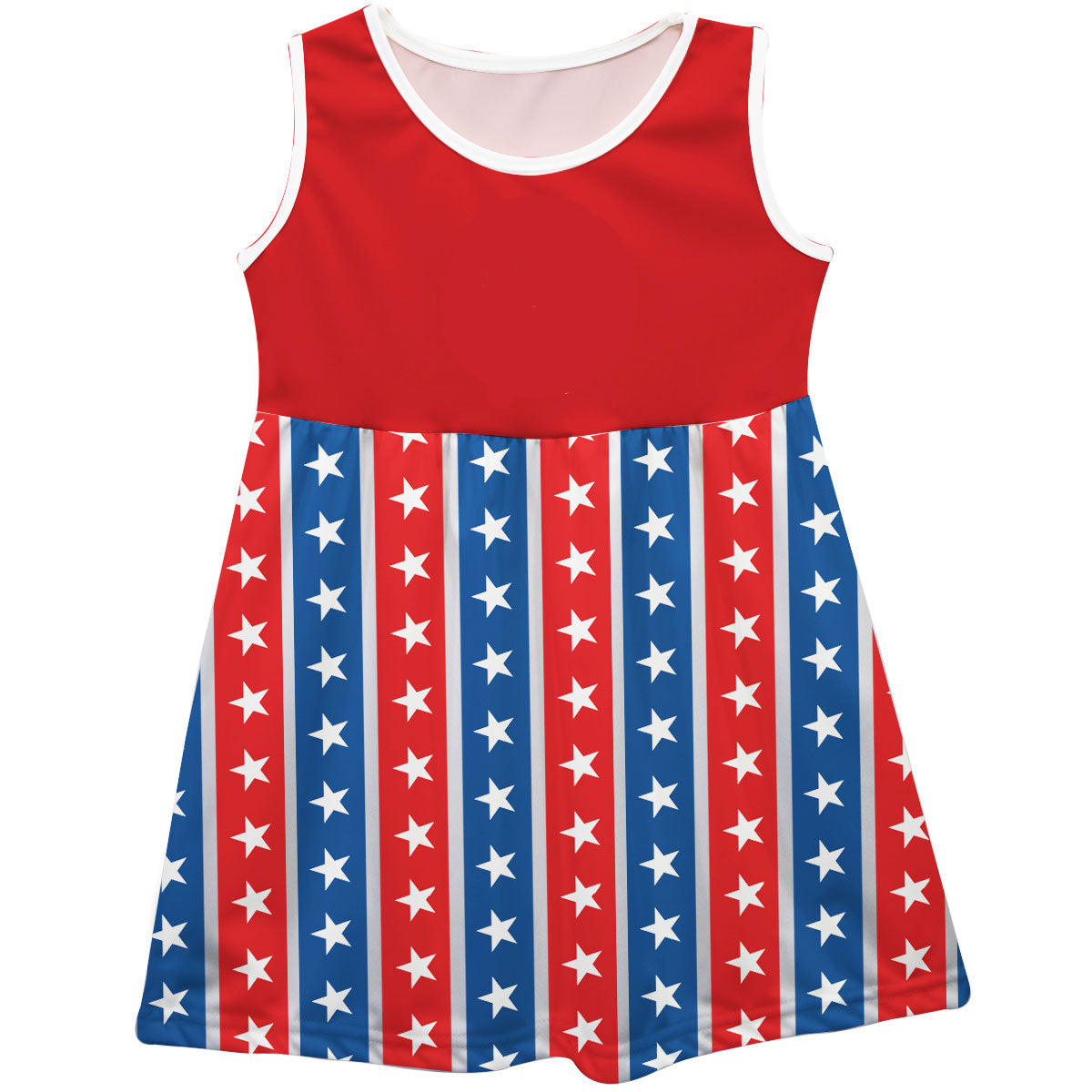 Americana Stars Print Monogram Red Tank Dress - Wimziy&Co.