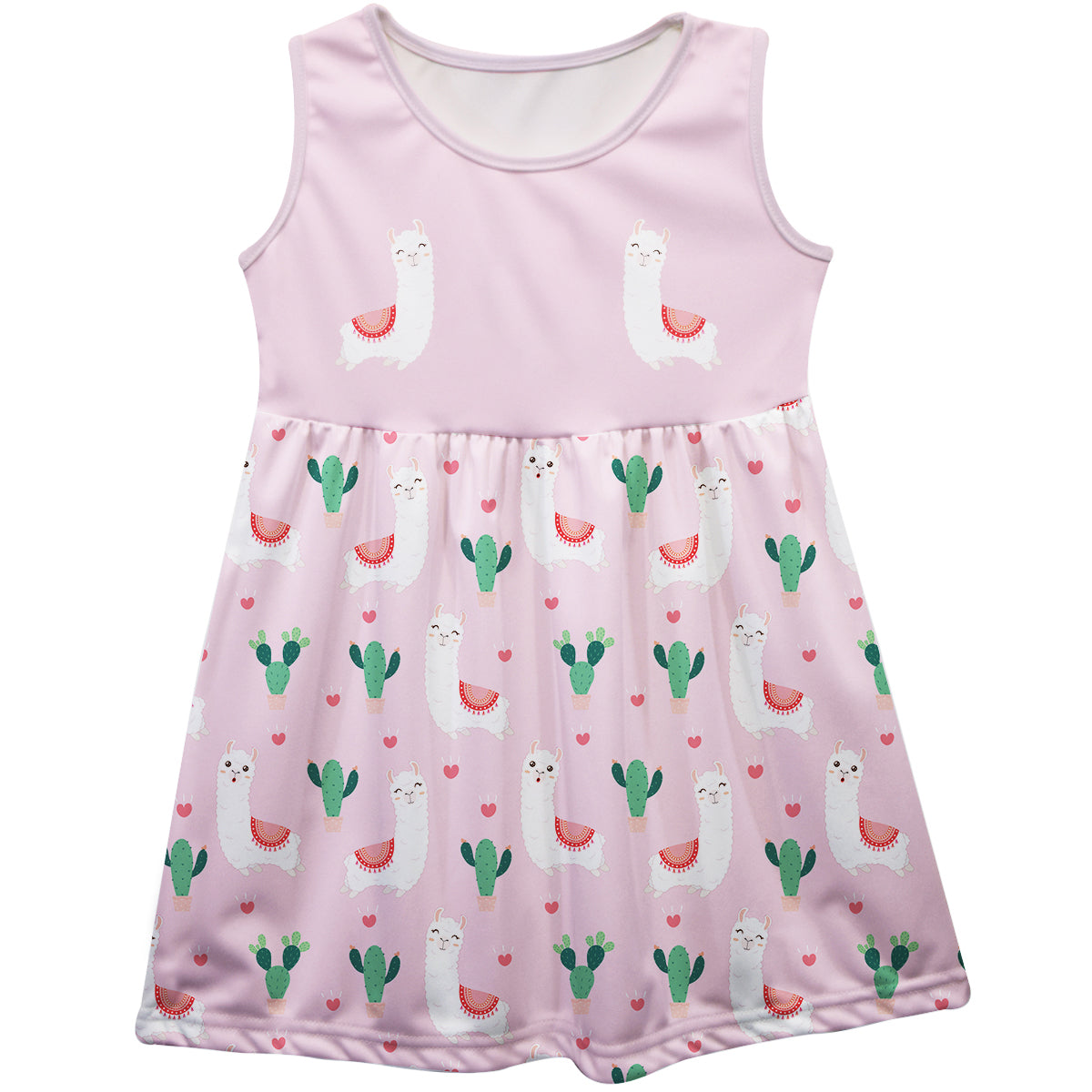Pink and white llamas a line dres with monogram - Wimziy&Co.