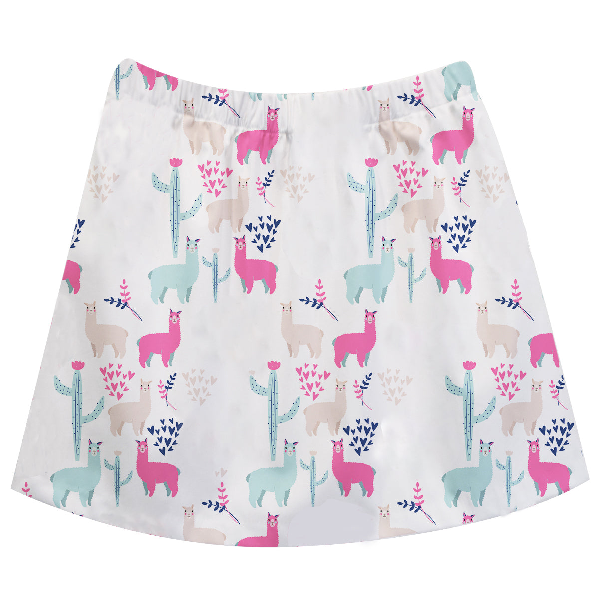 White and multicolor llamas girls skirt with monogram - Wimziy&Co.