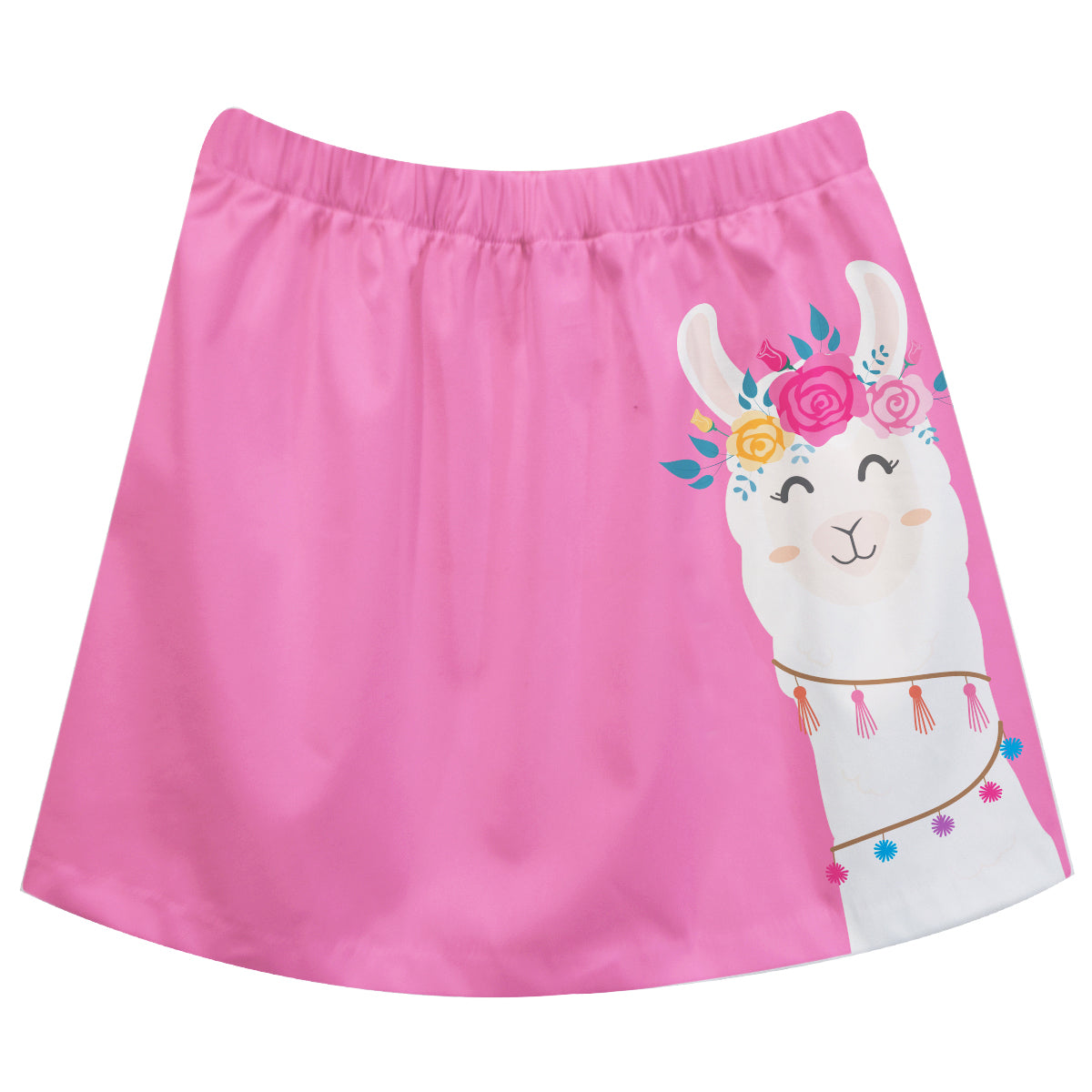 Pink and white llama girls skirt with name - Wimziy&Co.