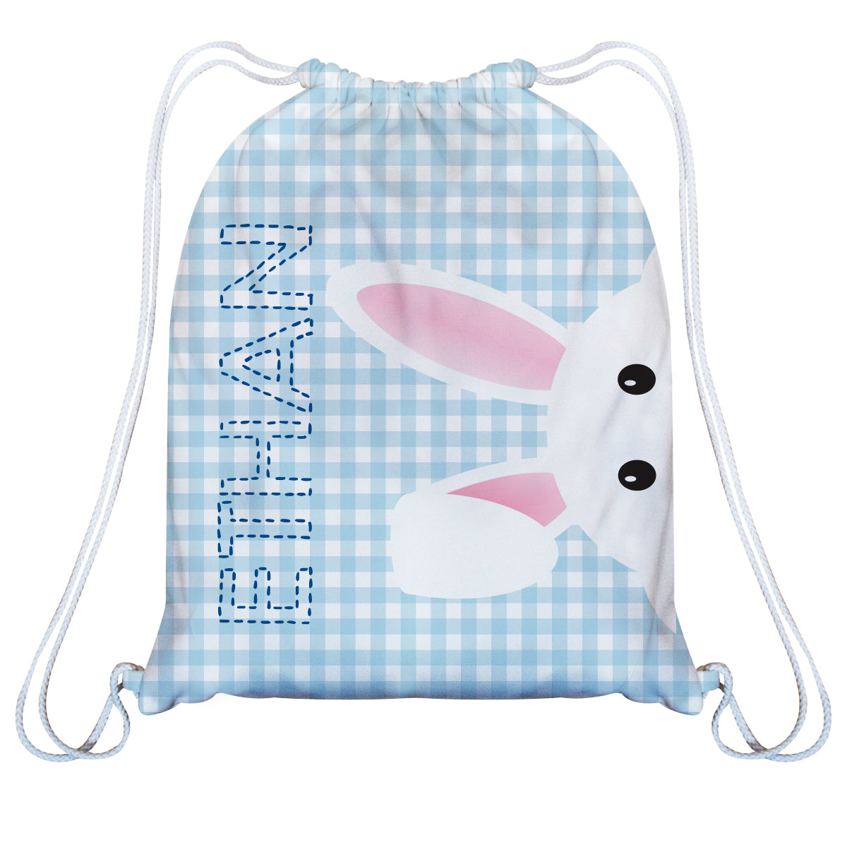 Bunny Name Light Blue Check Gym Bag - Wimziy&Co.