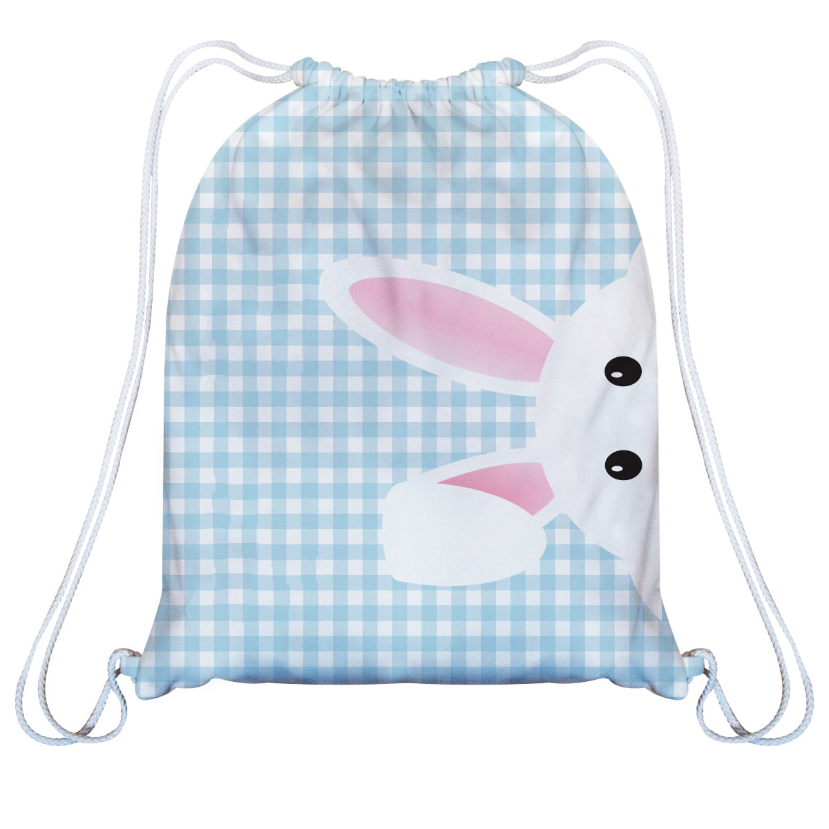 Bunny Name Light Blue Check Gym Bag - Wimziy&Co.
