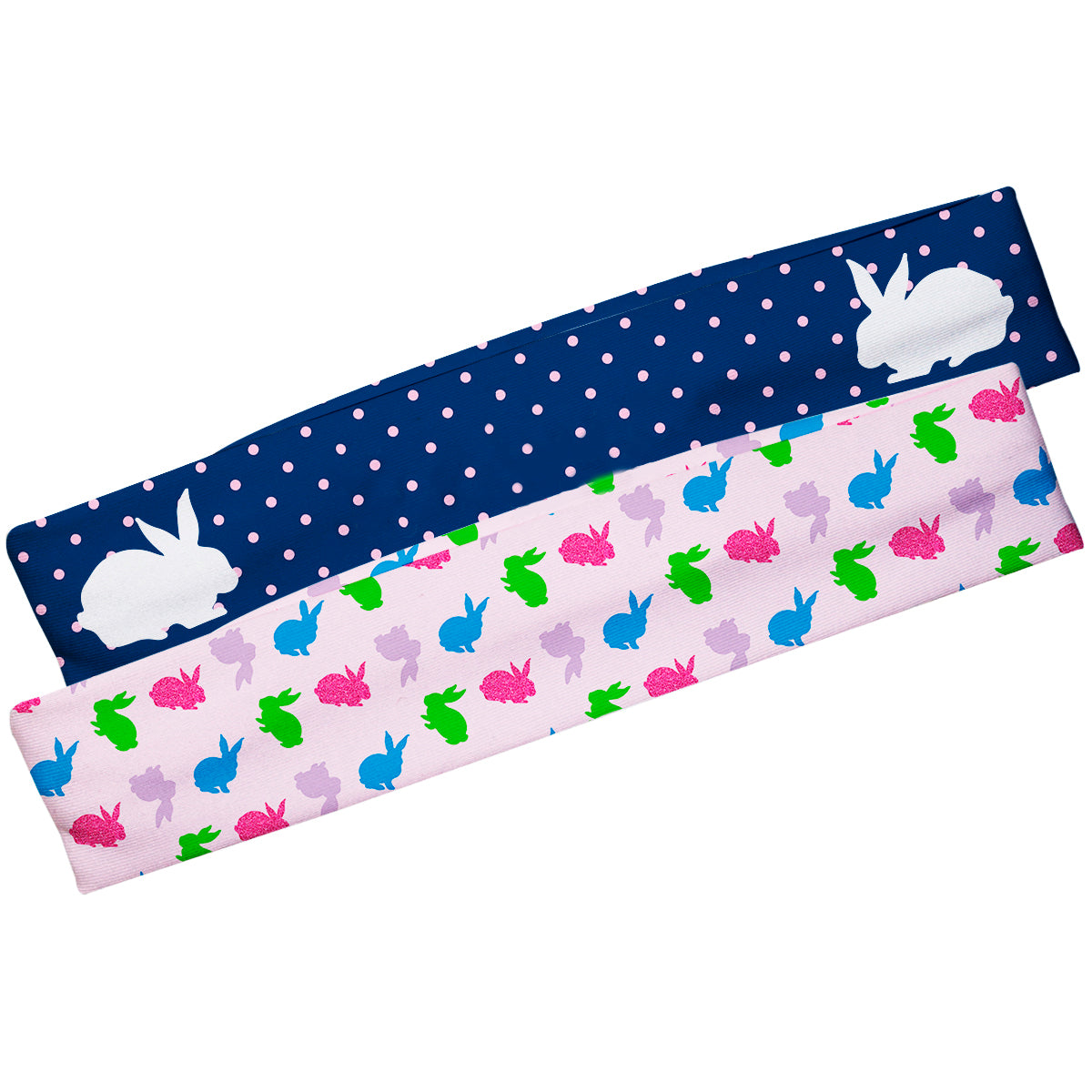 Bunny Print Name Pink And Navy Headband Set - Wimziy&Co.