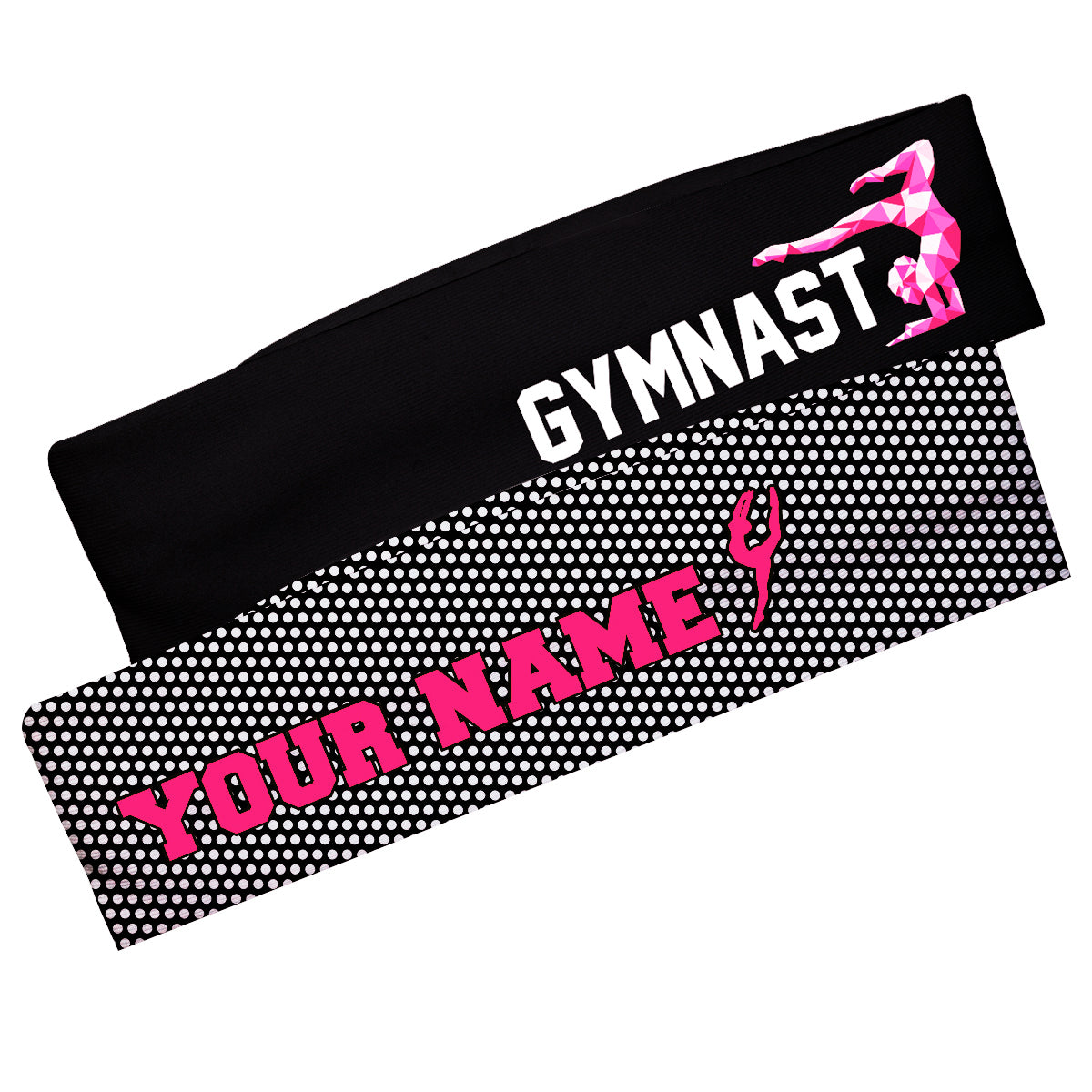 Gymnast Name Black and Polka Dots Headband Set - Wimziy&Co.