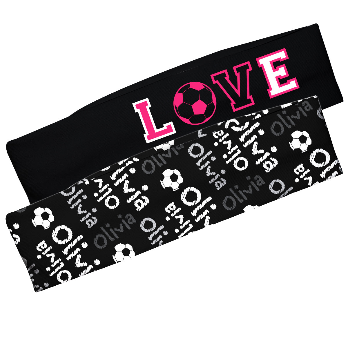 Love Soccer Name Print Black Headband Set - Wimziy&Co.