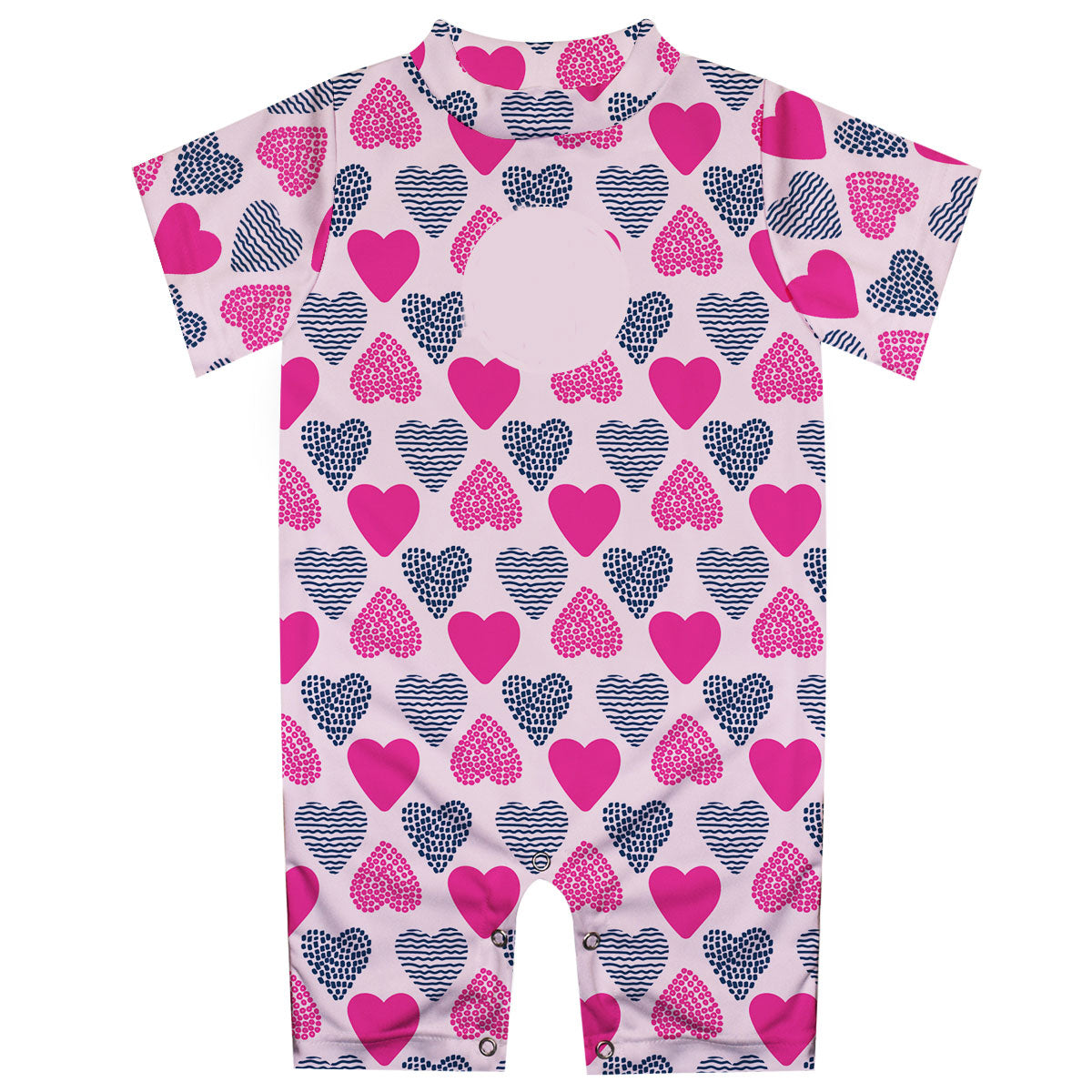 Hearts Print Monogram Pink Romper - Wimziy&Co.