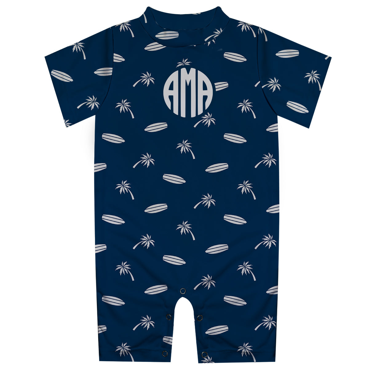 Surfboards Print Monogram Navy Romper - Wimziy&Co.