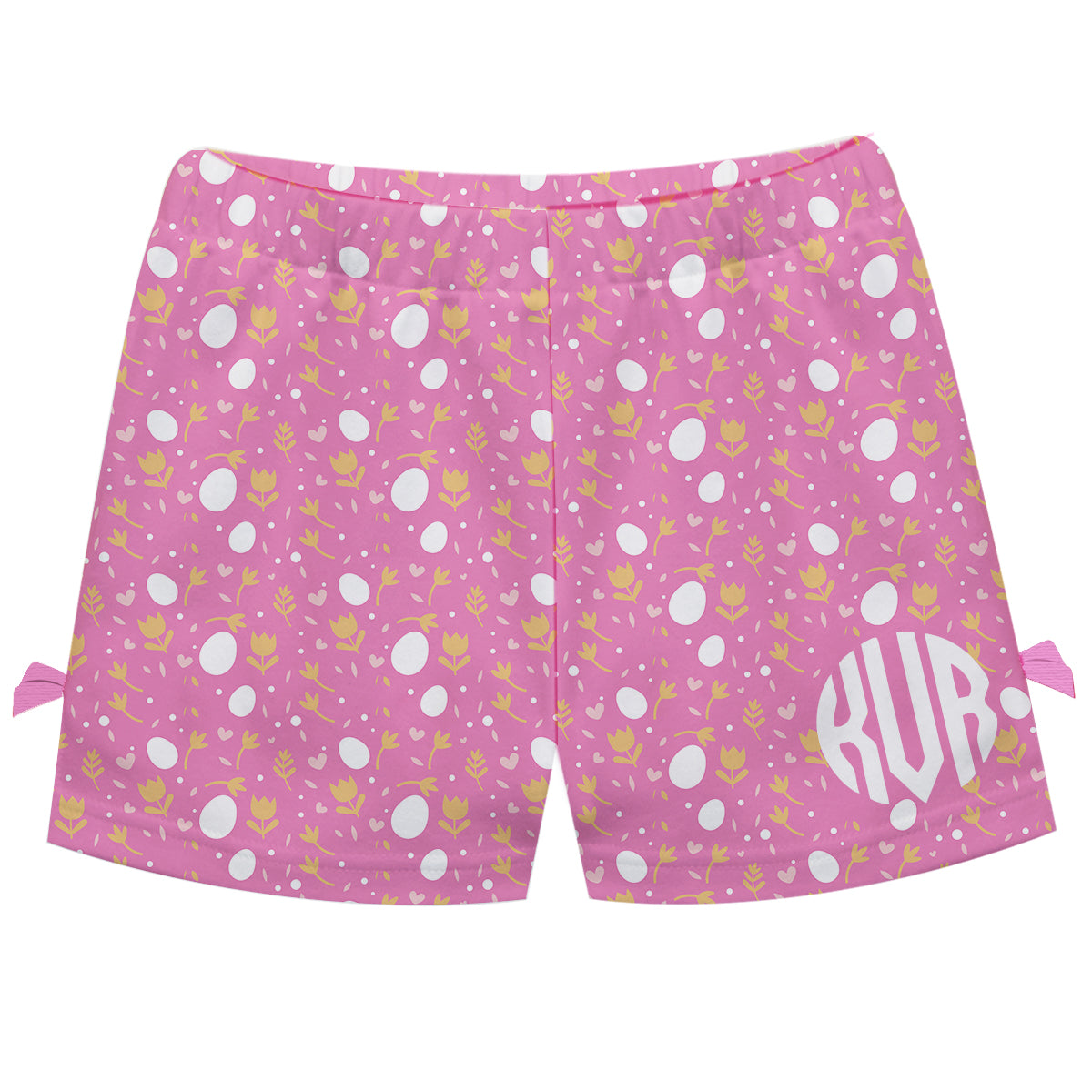 Eater Eggs Print Monogram Pink Bows Short - Wimziy&Co.