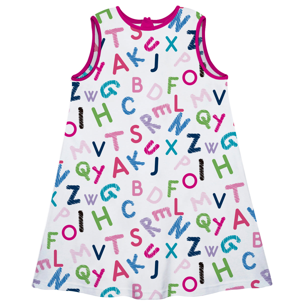 Alphabet Print White A Line Dress - Wimziy&Co.