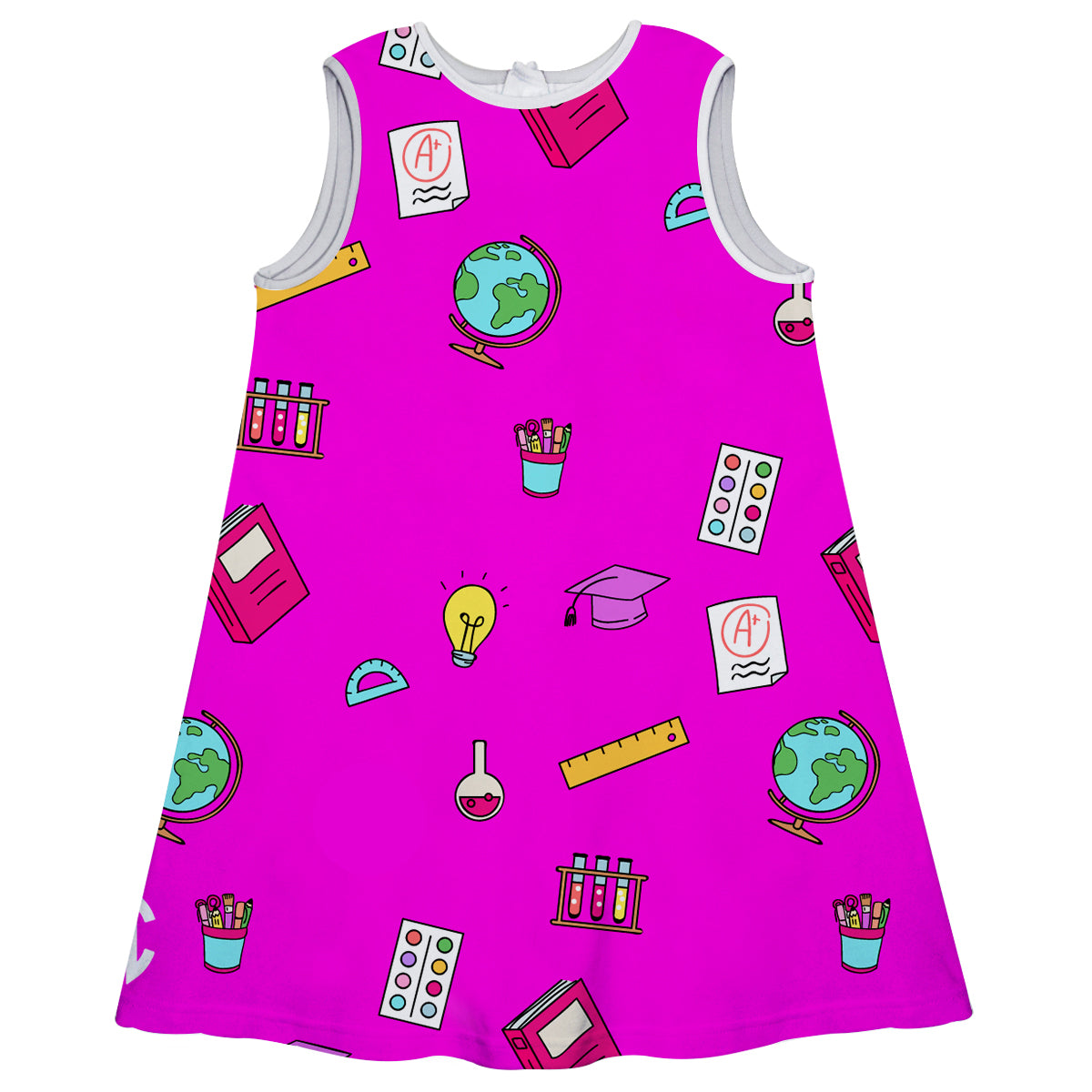 School Print Monogram Hot Pink A Line Dress - Wimziy&Co.