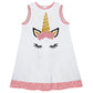 White and pink unicorn face a line dress with name - Wimziy&Co.
