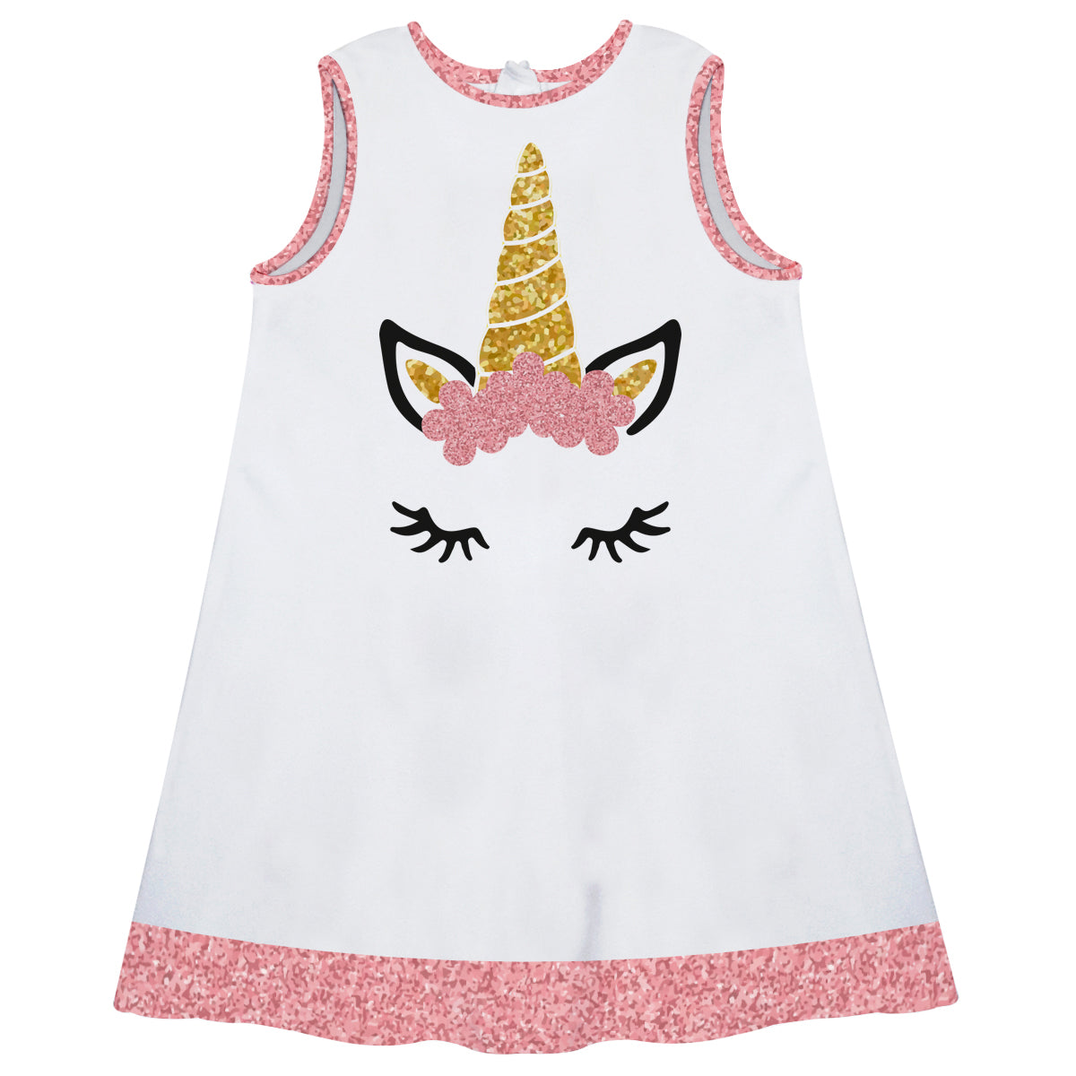 White and pink unicorn face a line dress with name - Wimziy&Co.
