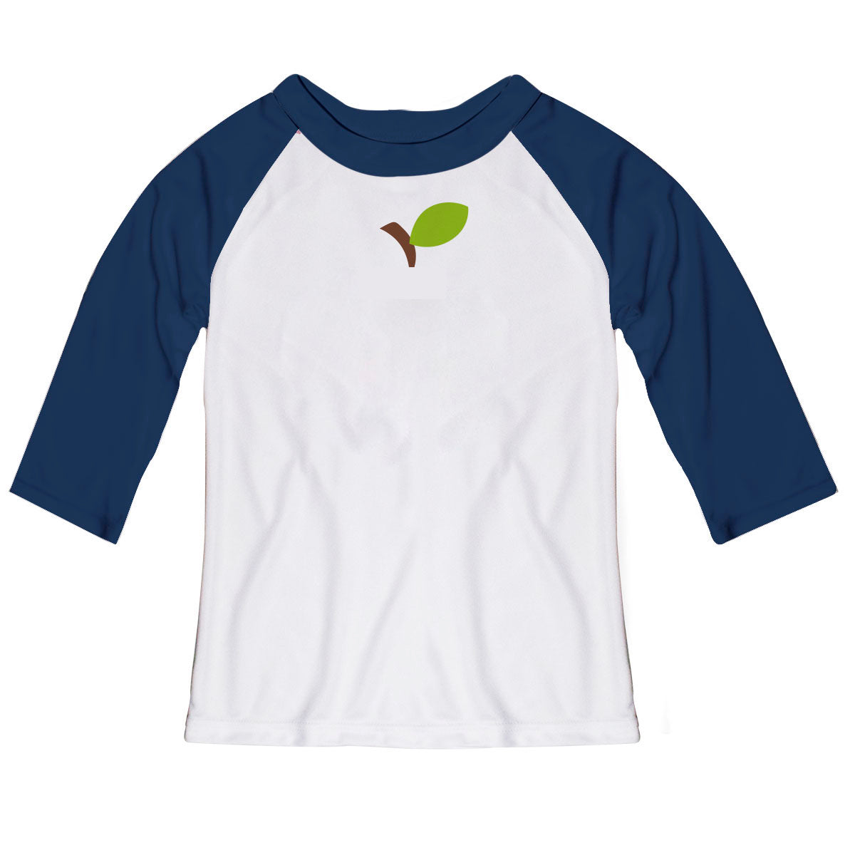 Apple Monogram White And Navy Raglan Tee Shirt - Wimziy&Co.