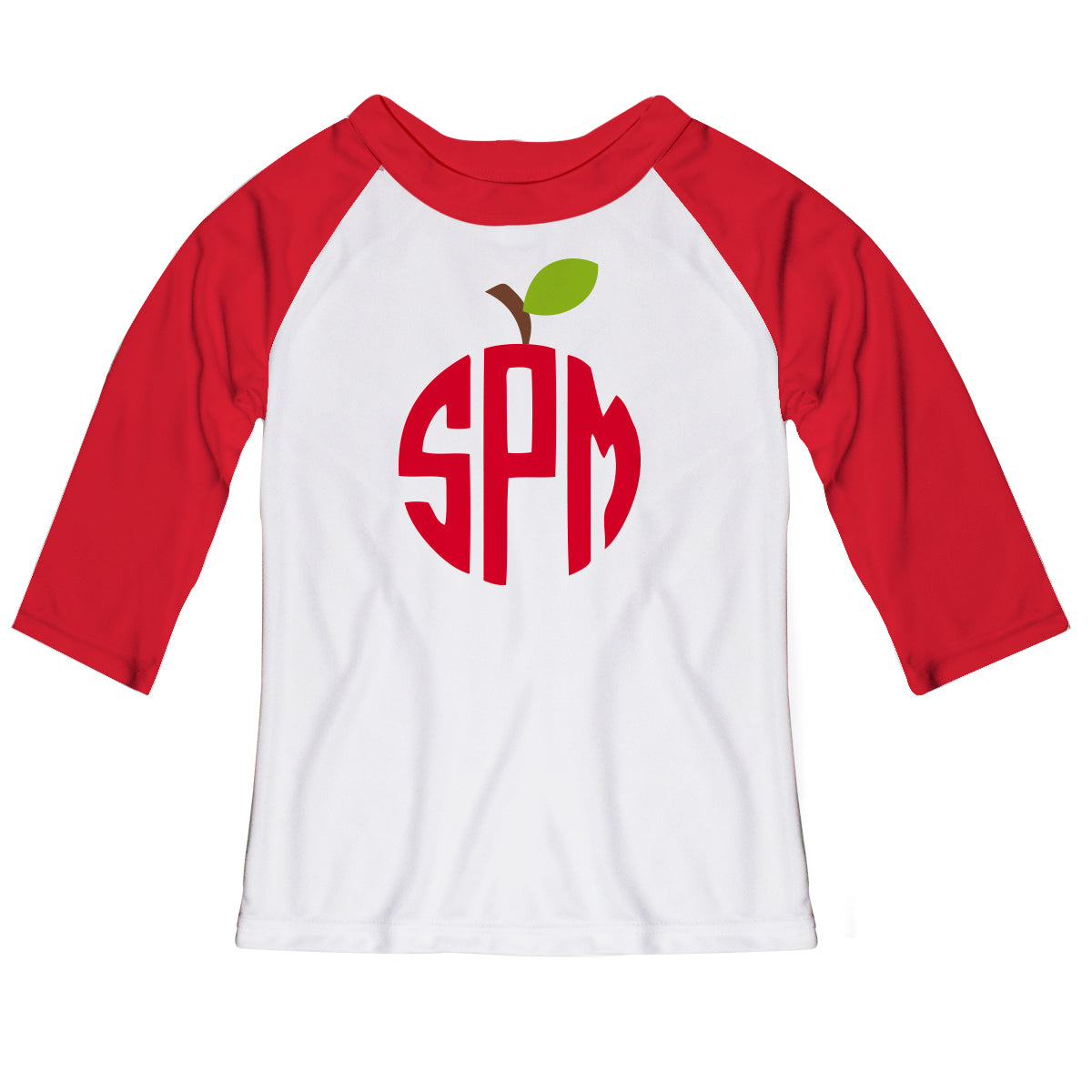 Apple Monogram White And Red Raglan Tee Shirt - Wimziy&Co.