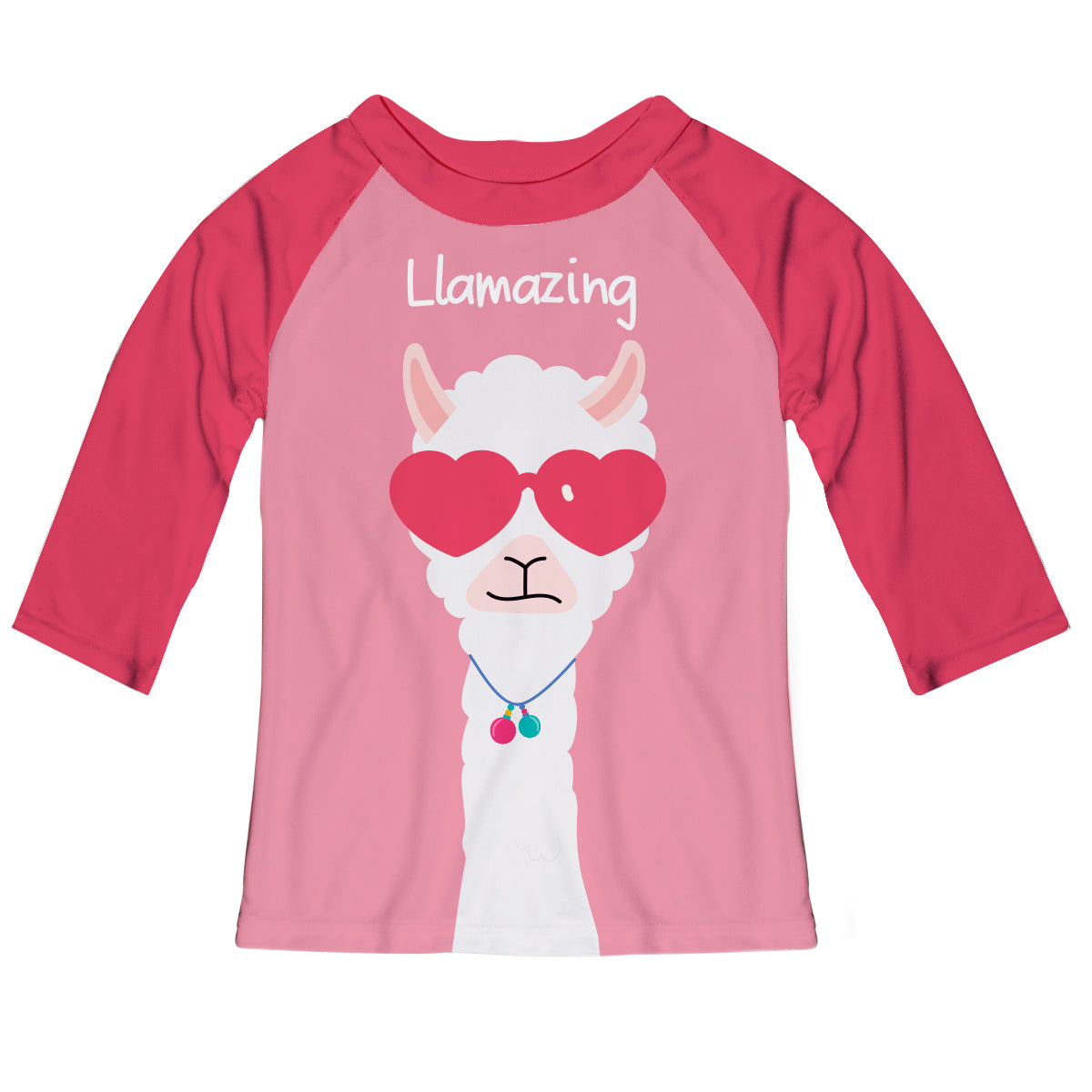 Pink and red 'Llamazing' raglan tee shirt - Wimziy&Co.